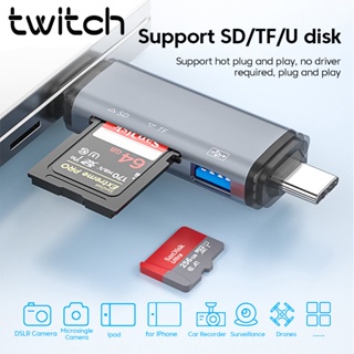 Twitch 6 in 1 อะแดปเตอร์แปลงการ์ดรีดเดอร์ Micro USB lOS เป็น Type C USB 3.0 2.0 OTG Memory TF SD