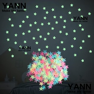 Yann1 สติกเกอร์เรืองแสงในที่มืด รูปดวงจันทร์ ดาว เรืองแสงในที่มืด สําหรับตกแต่งบ้าน 100 ชิ้น