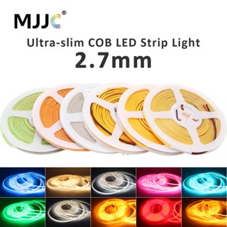 สายไฟ LED COB 12V DC 2.7 มม. 480 ดวง ยืดหยุ่น 5 ม. ความหนาแน่นสูง สีขาวอบอุ่น สําหรับตกแต่งห้อง