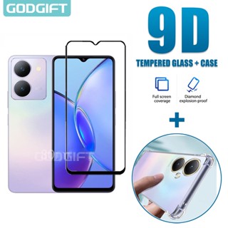 Godgift 2 in 1 เคสกระจกนิรภัย ซิลิโคน กันกระแทก สําหรับ Vivo Y27 4G 5G Y36 Y78 Y78+ Y35 Y02 Y02A Y02T Y02s Y16 Y22 Y22s