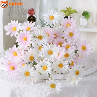 Sutee ช่อดอกเบญจมาศปลอม พลาสติก 5 หัว สําหรับตกแต่งบ้าน งานแต่งงาน เจ้าสาว 4 ชิ้น