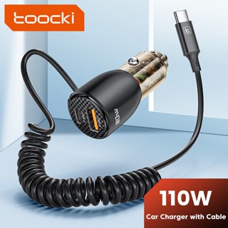 Toocki 110W ที่ชาร์จในรถ แบบใส พร้อมสายเคเบิล QC 4.0 PD 3.0 Type C สายชาร์จ ชาร์จเร็ว พอร์ตคู่ USB ที่ชาร์จโทรศัพท์ในรถ