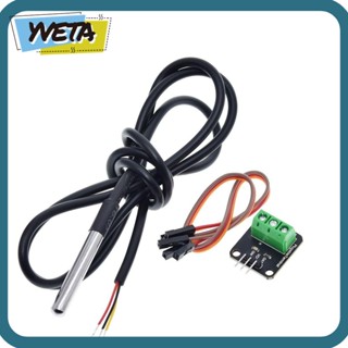 Yveta ชุดโมดูลเซนเซอร์อุณหภูมิ 9~12bit ความละเอียดปรับได้ 3.0V~5.5V DS18B20 คุณภาพสูง -55 5 ชุด℃ ถึง ~ 125℃ สายเคเบิลเซนเซอร์ดิจิทัล สําหรับ Raspberry Pi