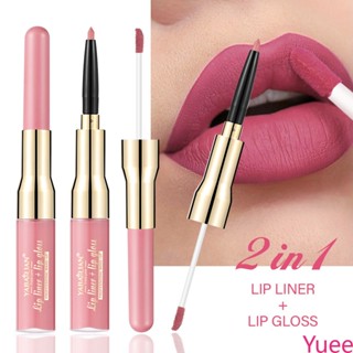 Yabaolian ลิปกลอส Double-headed Makeup Matte Waterproof Matte Velvet yuee