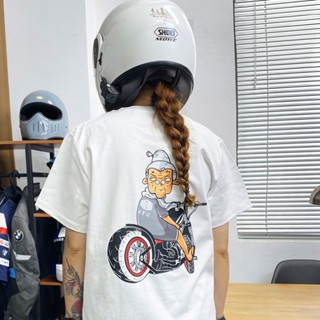 เสื้อยืดแขนสั้น ผ้าฝ้ายแท้ พิมพ์ลายรถจักรยานยนต์ Harley แฟชั่นฤดูร้อน สไตล์เรโทร สําหรับผู้ชาย และผู้หญิง