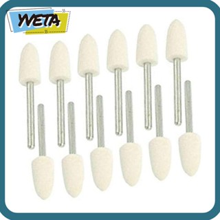 Yveta ดอกสว่านขัดล้อ ผ้าขนสัตว์ สีขาว ด้ามจับ 1/8 นิ้ว ทนทาน 12 ชิ้น