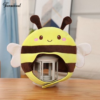 Twowood หมวกปีกกว้าง ผ้ากํามะหยี่ขนนิ่ม รูปผึ้ง 3D สีเหลือง อุปกรณ์เสริม สําหรับแต่งกาย