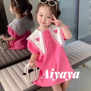 Aiyaya ชุดเดรสเด็กผู้หญิง แขนสั้น ผ้าฝ้ายแท้ สไตล์เจ้าหญิง แฟชั่นฤดูร้อน สําหรับเด็กผู้หญิง （788）