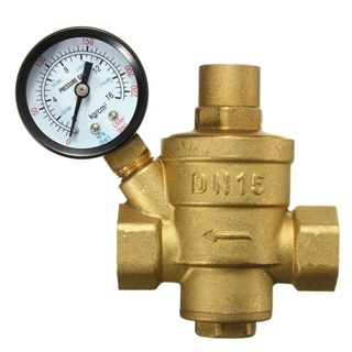 FMD❤ DN15 Tap Water Adjustable Pressure Reducing Brass Valve Hydraulic Meter Set