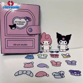 ของเล่น DIY Melody Kuromi Quiet Book Sanrio หนังสือเกมทำมือของเล่นเพื่อการศึกษาเด็กการ์ตูนสร้างสรรค์หนังสือสติกเกอร์สนุก Cynthia