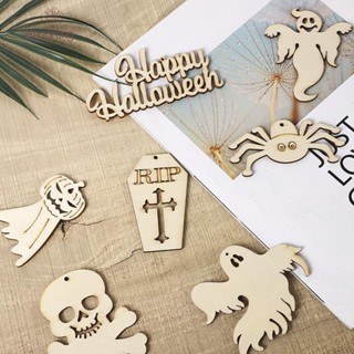 Shanrong ฮาโลวีน halloween accessories ชิปไม้ รูปฟักทอง DIY สําหรับแขวนตกแต่งบ้าน ปาร์ตี้