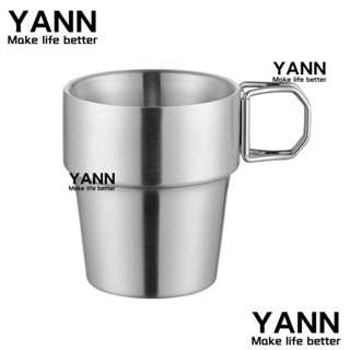 Yann1 ถ้วยกาแฟ สเตนเลส แบบพับได้ มีคาราบิเนอร์ล็อกในตัว สําหรับปิกนิก กลางแจ้ง