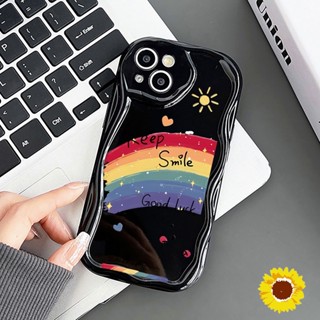 รอยยิ้มสีรุ้ง ครีมเคสโทรศัพท์นุ่มสำหรับiPhone 11 12 13 14 15 Pro Max 7 8 Plus XS Max XR X SE 2020 ฝาครอบซิลิโคนปลอก