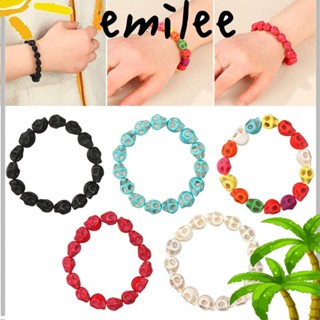 Emilee กะโหลก หิน กําไลข้อมือ ฮาโลวีน เครื่องประดับที่มีสีสัน ผู้หญิง ผู้ชาย คู่รัก สร้อยข้อมือ