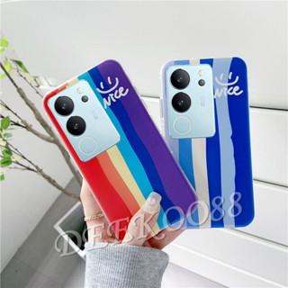 ใหม่ เคสโทรศัพท์มือถือ ซิลิโคนนิ่ม TPU ลายหน้ายิ้ม สีรุ้ง แฟชั่น สําหรับ VIVO V29 VIVO V29 5G 2023