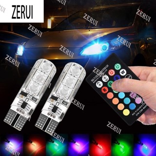 Zr หลอดไฟ led 12v 6 ดวง พร้อมรีโมตคอนโทรล t10 5050 smd rgb สําหรับติดตกแต่งภายในรถยนต์ รถจักรยานยนต์