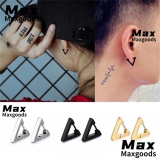 Maxg ต่างหูห่วงฮักกี้ รูปดาว หัวใจ สีทอง สีเงิน สีดํา เรียบง่าย สําหรับผู้หญิง