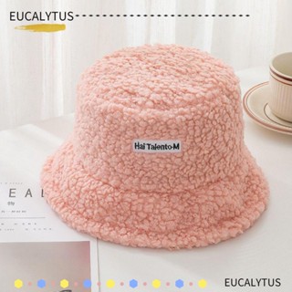 Eutus หมวกบักเก็ต ผ้าฝ้ายแกะ ปรับขนาดได้ ให้ความอบอุ่น แฟชั่นฤดูใบไม้ร่วง และฤดูหนาว