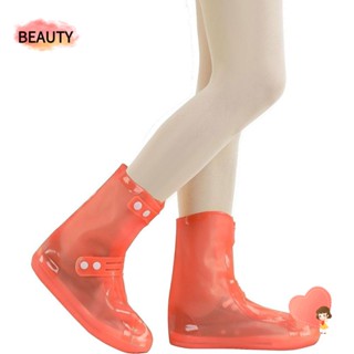 Beauty ผ้าคลุมรองเท้า PVC สีส้ม กันน้ํา กันฝน 1 คู่