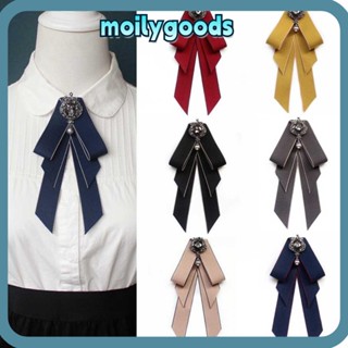 Moilyhd โบผูกผู้หญิง เพชร Cravat สําหรับผู้ชาย เสื้อเชิ้ตผูกพู่ เข็มกลัด เสื้อเชิ้ต คอปก ดอกไม้