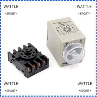 Wattle เครื่องจับเวลาโซลิดสเตท 8 Pins 60S พร้อมซ็อกเก็ต รีเลย์เวลา พลาสติกทองแดง AH3-3 AC110V สีขาว สีดํา AC110V