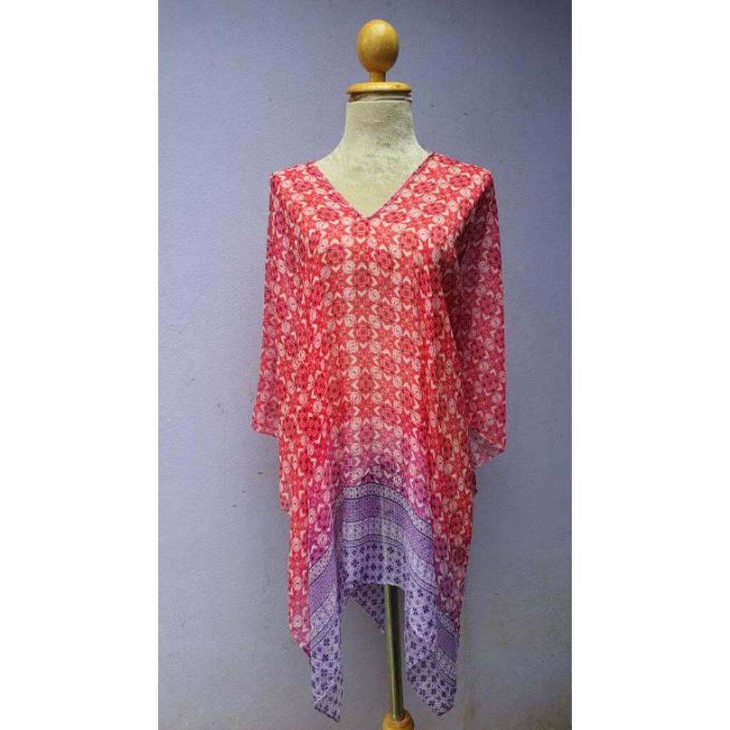 FF03718 เสื้อคลุมชีฟอง มือสอง สีแดง แบรนด์ Calvin Klein อก free