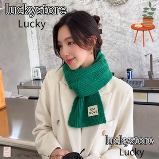 Lucky ผ้าพันคอ ผ้าวูล แบบหนานุ่ม ให้ความอบอุ่น ลําลอง สีพื้น สําหรับกลางแจ้ง