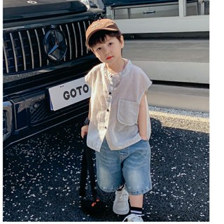 พร้อมส่ง ลดกระหน่ํา เสื้อกั๊กลําลอง ลายทางน่ารัก สไตล์เกาหลี ญี่ปุ่น แฟชั่นฤดูร้อน สําหรับเด็กผู้ชาย