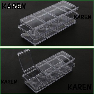 Karen ชั้นวางเครื่องปรุง พลาสติก ความจุขนาดใหญ่ พร้อมฝาปิด และช้อน 2 ชุด