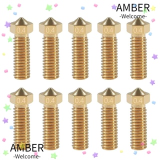 Amber หัวฉีด V6 ทองเหลือง 0.4 มม. เส้นใย 1.75 มม. คุณภาพสูง สําหรับเครื่องพิมพ์ 10 ชิ้น