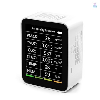 [T&amp;L] เครื่องตรวจจับคุณภาพอากาศ ความชื้น PM2.5 TVOC CO2 CH2O 6 In 1 ขนาดพกพา สําหรับบ้าน ออฟฟิศ