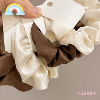 June ยางรัดผมหางม้า ขนาดใหญ่ สีเบจ สีกาแฟ 5 ชิ้น