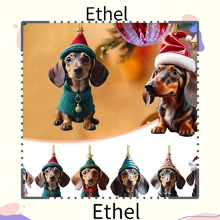 Ethel1 จี้หมวกแม่มด สุนัข แขวนได้ อะคริลิค เครื่องประดับต้นคริสต์มาส งานฝีมือน่ารัก การ์ตูนดัชชุนด์ ตกแต่งคริสต์มาส