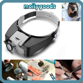 Moilyhd แว่นขยาย เครื่องประดับ ที่คาดศีรษะ อเนกประสงค์ LED ส่องสว่าง ซ่อม Loupe