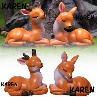 Karen โมเดลฟิกเกอร์เรซิ่น รูปกวางซิก้า สําหรับตกแต่งเค้กคริสต์มาส 1 คู่