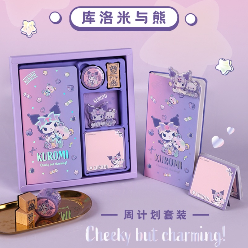 Kinbor Weekly Planner Set Kuromi Weeks Handbook Set Handbook Stationery Box Notebook Schedule Planne