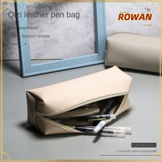 Rowans กระเป๋าดินสอ หนัง PU ความจุขนาดใหญ่ 5 ช่อง มีซิป สีพื้น แบบพกพา สําหรับนักเรียน 2 ชิ้น