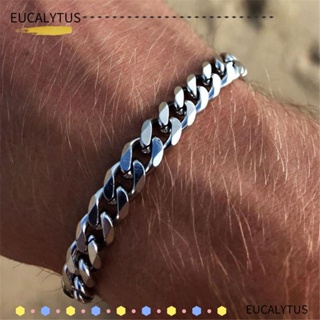 Eutus สร้อยข้อมือโซ่ สเตนเลส กว้าง 3 5 7 มม. ของขวัญแฟชั่น สําหรับผู้ชาย