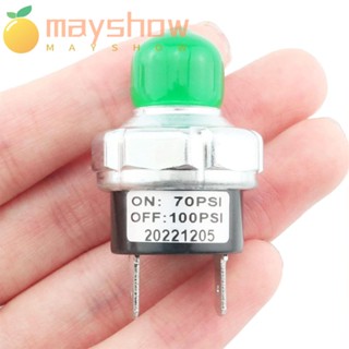 Mayshow สวิตช์แรงดันอากาศ 70-100 PSI 1/4 นิ้ว NPT ตัวผู้ สีเงิน 24V 12V