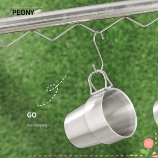 Peonypavilion แก้วกาแฟ แก้วน้ํา สเตนเลส แบบพับได้ ด้ามจับพับได้ สําหรับปิกนิก ปีนเขา