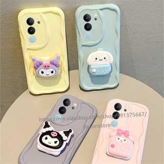 Phone Case VIVO V29e V29 Pro 5G พร้อมส่ง เคสโทรศัพท์มือถือ ซิลิโคนนิ่ม พร้อมกระจก ลายการ์ตูน สีมาการอง ตั้งได้ สําหรับ