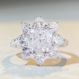 แหวนเพชรโมอิส พลอยเทียม รูปดอกทานตะวัน 100% S925 2.5ct หรูหรา เครื่องประดับ สําหรับผู้หญิง งานแต่งงาน