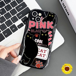 แมวแฟชั่นสีชมพู ครีมเคสโทรศัพท์นุ่มสำหรับiPhone 11 12 13 14 15 Pro Max 7 8 Plus XS Max XR X SE 2020 ฝาครอบซิลิโคนปลอก