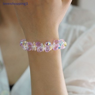 Loveshopping ใหม่ สร้อยข้อมือ ลูกปัดหินคริสตัลออสเตรียเทียม แวววาว ยืดหยุ่น เครื่องประดับแฟชั่น สําหรับผู้หญิง TH