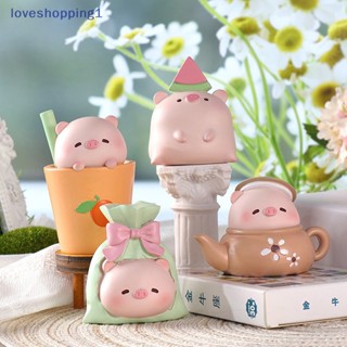 Loveshopping กล่องสุ่มหมูสีชมพู ถ้วยกาแฟ ถ้วยชา โบว์ สร้างสรรค์ ของเล่นเซอร์ไพรส์ TH