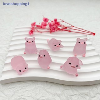 Loveshopping ตุ๊กตาฟิกเกอร์เรซิ่น รูปหมูเรืองแสง ขนาดเล็ก สําหรับตกแต่งบ้าน สวน 2 ชิ้น