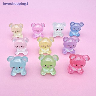 Loveshopping ตุ๊กตาหมีเรซิ่น เรืองแสง ขนาดเล็ก สําหรับตกแต่งรถยนต์ 2 ชิ้น