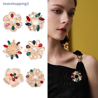 Loveshopping เข็มกลัดเพชร พลอยเทียม รูปดอกไม้ สไตล์เกาหลี สําหรับผู้หญิง