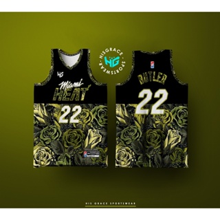 145 HG MIAMI HEAT GREEN ROSE เสื้อเจอร์ซีย์ เสื้อแจ็กเก็ตบอล แบบเต็มตัว