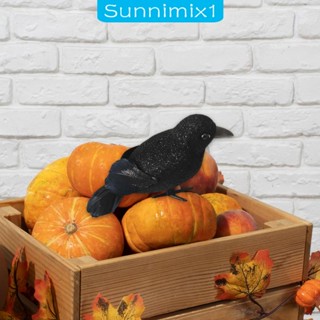 [Sunnimix1] ของตกแต่งฮาโลวีน รูปนก แฮนด์เมด สีดํา